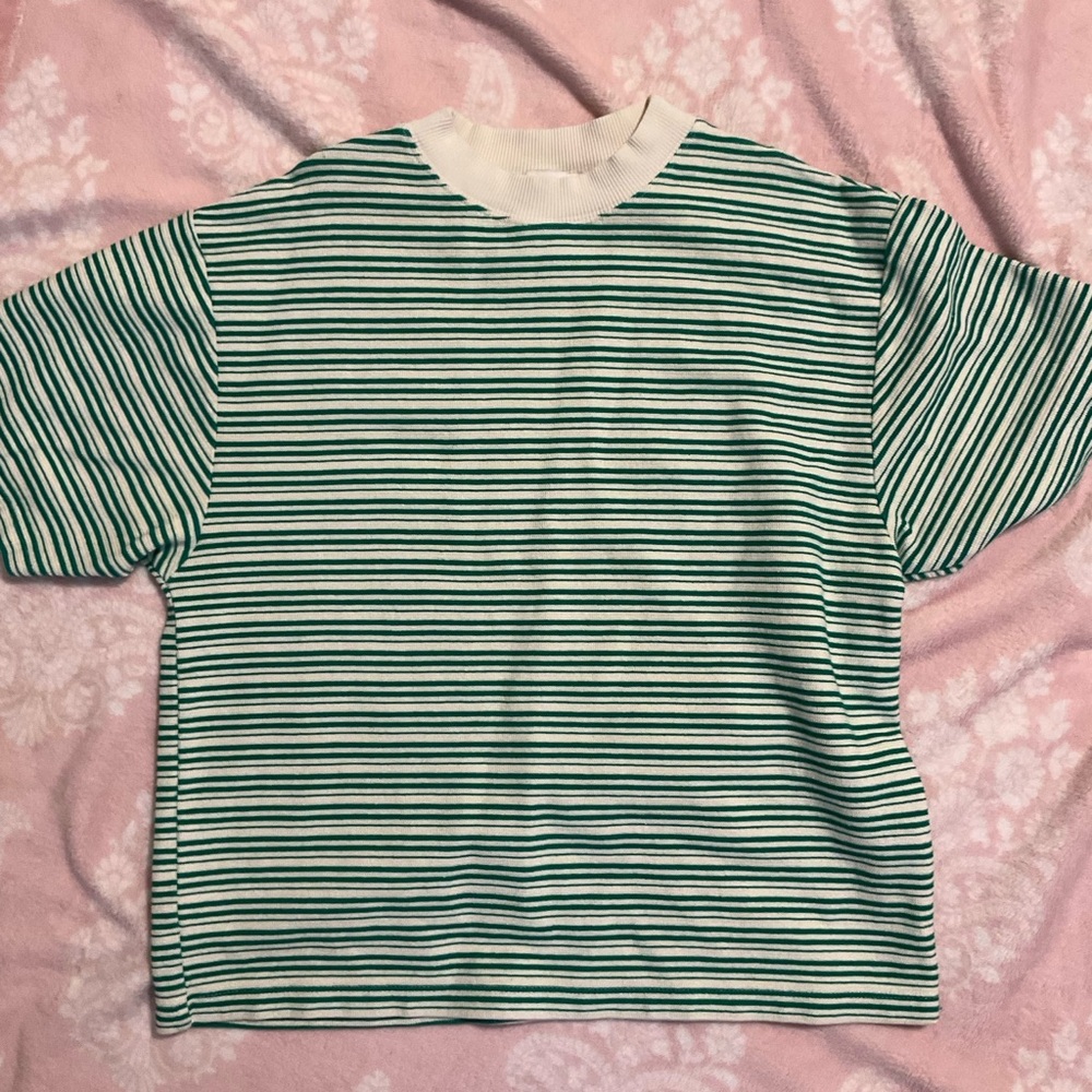 Topshop Kids Green and White Striped Tee